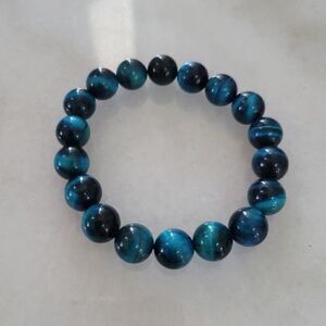New Blue Tiger Eye Natural Stone Gemstone Bracelet 10 mm